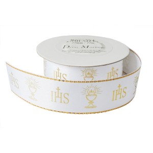 Wstążka dekoracyjna IHS Pierwsza Komunia 25mm 22m