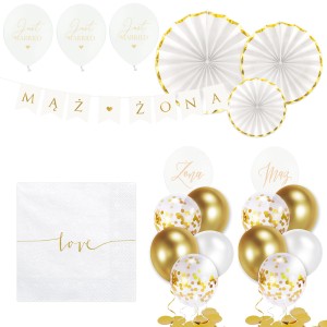 Zestaw Dekoracji na Ślub Balony Baner Serwetki