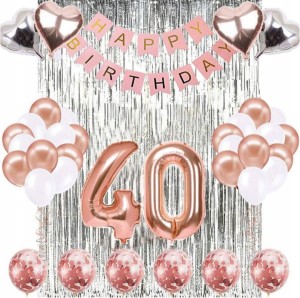 Kurtyna Balony 40 Urodziny ROSE GOLD