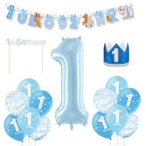 PIĘKNY Zestaw na 1 URODZINY ROCZEK Korona Balony
