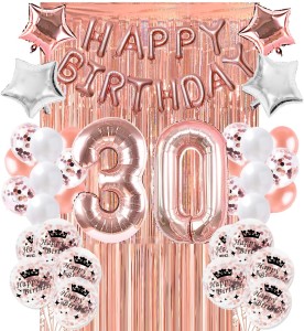 Zestaw Balony Kurtyna na 30-te Urodziny Rose Gold
