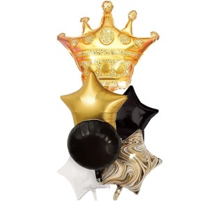 Zestaw balonów mix kolor z koroną 6szt