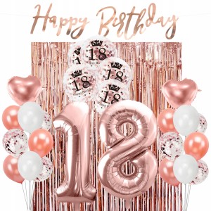 Zestaw Balony 18 Urodziny ROSE GOLD 