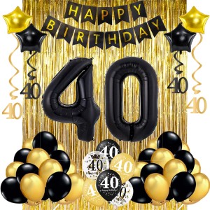 Zestaw dekoracji na Urodziny 40 Urodziny Black & Gold