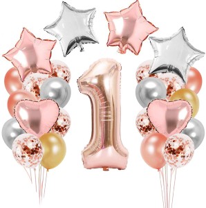 Zestaw Balony na Urodziny Roczek na Hel ROSE GOLD