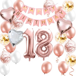 Zestaw Balony na 18 Urodziny ROSE GOLD Osiemnastka