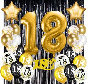 ZESTAW BALONY na 18 Urodziny Kurtyna Osiemnastka