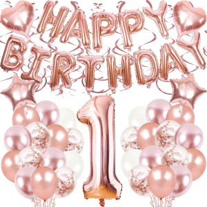 Zestawy Balonów Balony na Roczek Rose Gold XXL