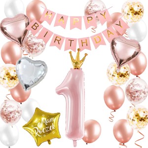Zestaw Balony na 1 Urodziny ROSE GOLD na ROCZEK