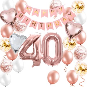 Zestaw Balony na 40 Urodziny ROSE GOLD Prezent 