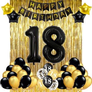 Zestaw dekoracji na Urodziny 18 Urodziny Black & Gold