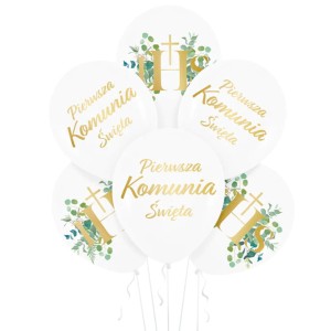Balony na Komunię Pierwsza Komunia Święta 30cm 6szt 