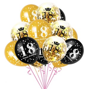 Balony na 18 URODZINY zestaw z konfetti - 15szt