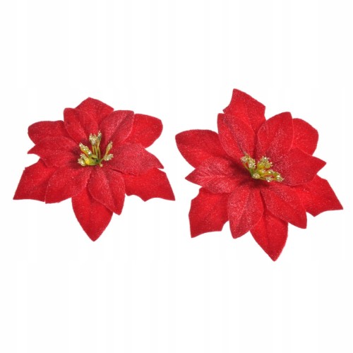 Kwiaty Gwiazda Betlejemska główki na klipsie 2szt_0