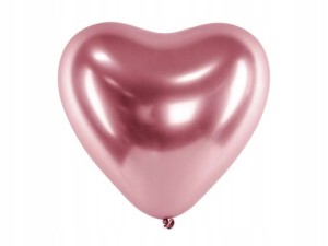 Balony Serca Glossy Chrom 30cm 10szt - Rose Gold