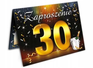 Zaproszenia na 30 Urodziny Złote 30 z Kopertami 10szt