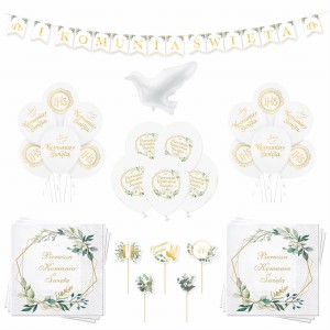 Zestaw Komunijny Balony na Komunię Baner Serwetki