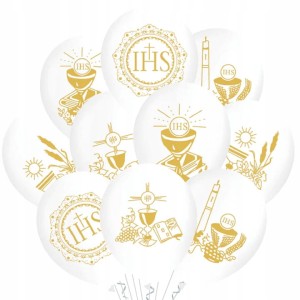 Balony na Komunię Pierwsza Komunia Święta MIX 30cm 10szt