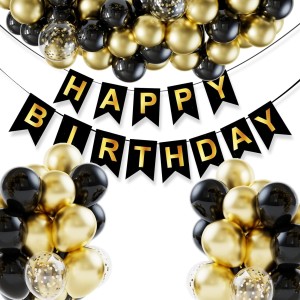 Zestaw Balony z Konfetti Baner Happy Birthday - 51szt