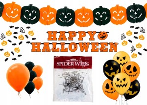 Zestaw Dekoracji na Halloween Girlanda Dynie 300cm Balony Pajęczyna XXL