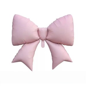 Piękny balon foliowy Kokardka różowa na Baby Shower i Chrzest 98x75cm
