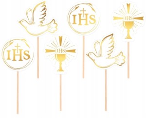 Toppery Pierwsza Komunia Święta Topper na Tort na Komunię - 6szt