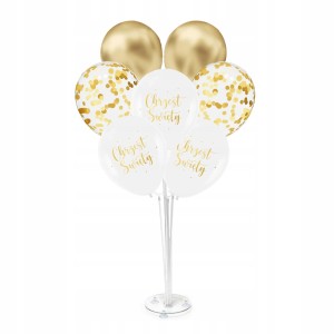 Balony na Chrzest Balony Chrom Na Stojaku. Zestaw 8szt