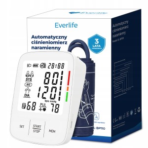 Profesjonalny ciśnieniomierz naramienny Everlife medyczny LCD pamięć 2x120