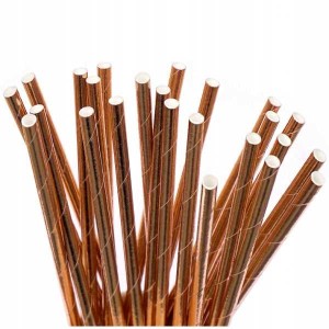 Słomki papierowe do napojów różowe złoto 19,5cm 10szt