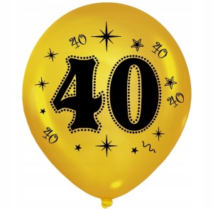 Złote Balony na 40-ste Urodziny 30cm - 5szt