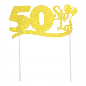 Złoty Topper na Tort na 50 URODZINY - 19cm
