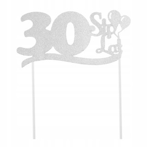Srebrny Topper na Tort na 30 URODZINY - 19cm