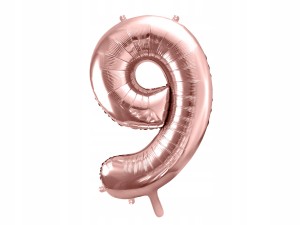 Duży Balon Foliowy Cyfra 9 Urodziny Rose Gold Balony - 100cm