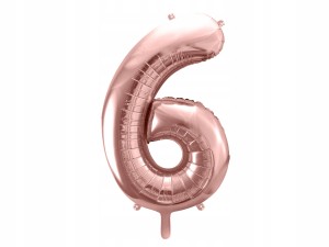 Duży Balon Foliowy Cyfra 6 Urodziny Rose Gold Balony - 100cm