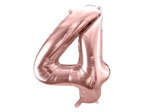 Duży Balon Foliowy Cyfra 4 Urodziny Rose Gold Balony - 100cm