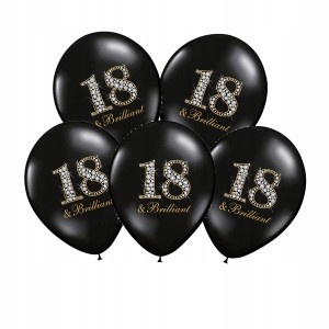 Balony na 18-ste Urodziny Brilliant Black - 6szt