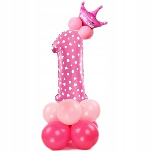 Zestaw balonów na pierwsze urodziny roczek różowe XXL