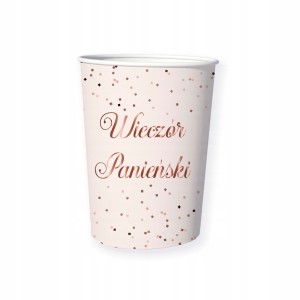 Kubeczki różowe w kropki Rose Gold na Wieczór Panieński 250ml 6szt