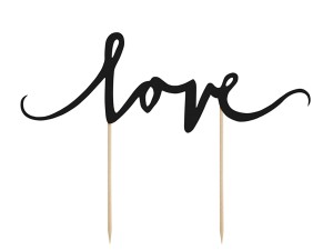 Topper na Tort 17cm Love Czarny KPT1-010