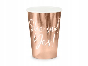 Kubeczki papierowe Rose Gold na Wieczór Panieński She Said Yes 220ml 6szt