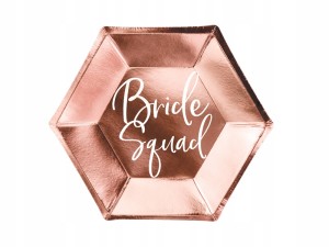 Talerzyki papierowe na Wieczór Panieński Bride Squad Rose Gold 23cm 6szt