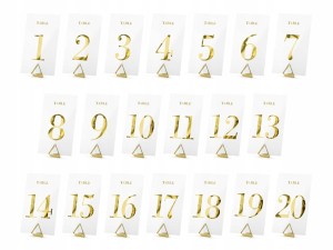Transparentne NUMERY na stół 7x12cm - 20szt ZŁOTE