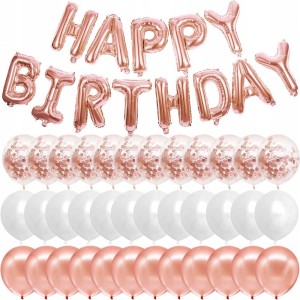 BALONY na Urodziny HAPPY BIRTHDAY ROSE GOLD XXL