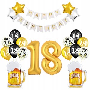 Zestaw Balony 18 Urodziny WHITE & GOLD CHEERS