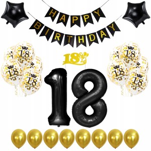 Zestaw Balony 18 Urodziny BLACK & GOLD XXL
