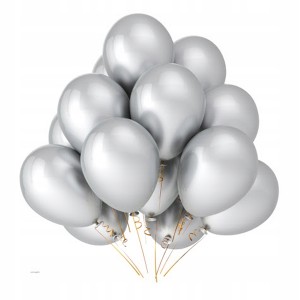 Balony srebrne lateksowe metalizowane 27cm 50szt