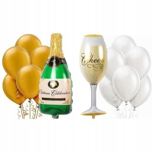 ZESTAW GOLD & WHITE BALONY SZAMPAN - 104cm
