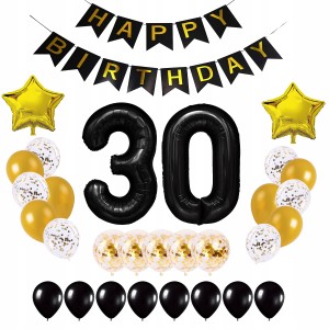 ZESTAW BALONY NA 30-ste URODZINY 30-stka GOLD