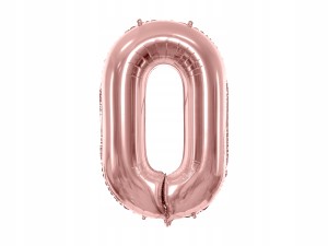 Duży Balon Foliowy Cyfra 0 Urodziny Rose Gold Balony - 100cm