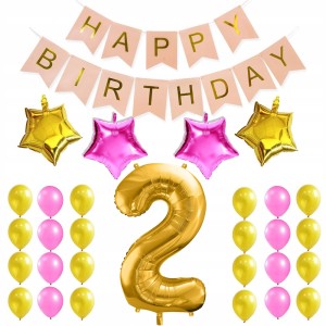 Zestaw Dekoracyjny na 2 Urodziny Balony Baner
